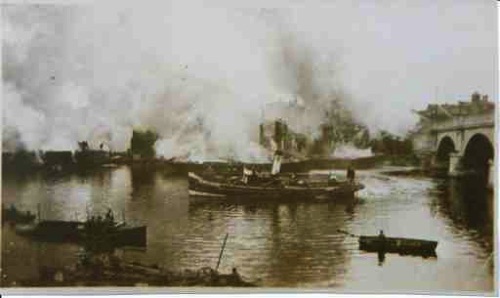 Fire at Gridley Miskin's timber yard in Kingston, 11th August 1928. The fire burned for 3 days and nights Fire at Gridley Miskin's timber yard in Kingston, 11th August 1928. The fire burned for 3 days and nights