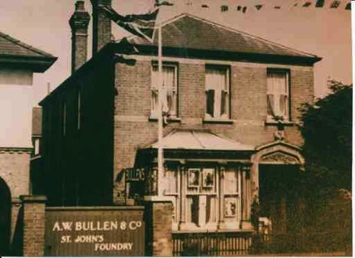 Albert Bullen’s brass foundry in St John’s Road. Date unknown but flag and bunting suggests it could have been Coronation Year 1937.