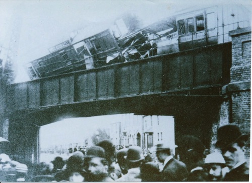 Four people were killed when a passenger train was struck by a locomotive travelling on the same line in the opposite direction on August Bank Holiday 1888 Four people were killed when a passenger train was struck by a locomotive travelling on the same line in the opposite direction on August Bank Holiday 1888